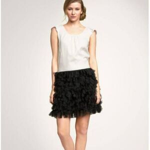 Gap cream black tulle cap sleeves fancy statement dress